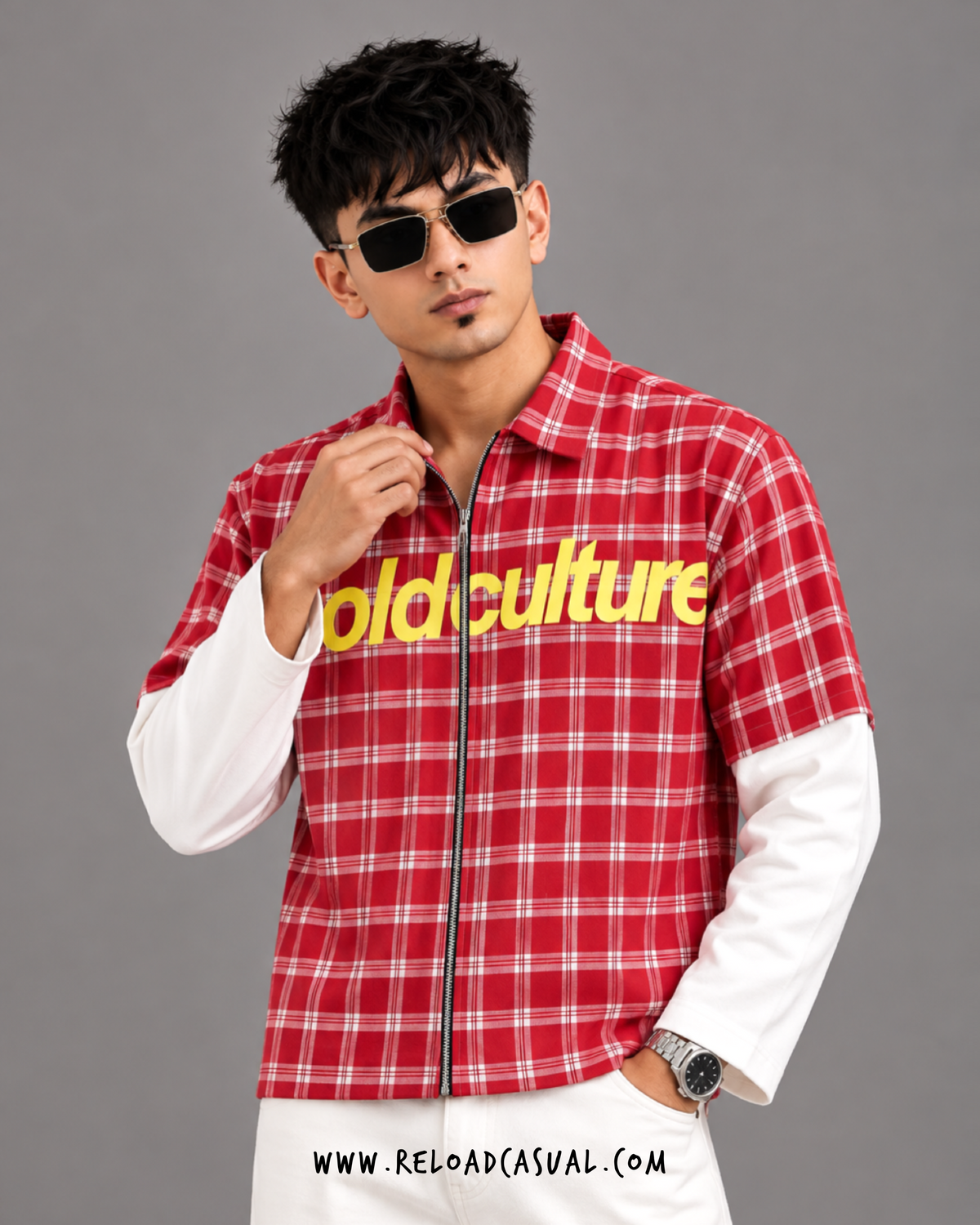 Cold Culture Check Boxy Zip Shirt