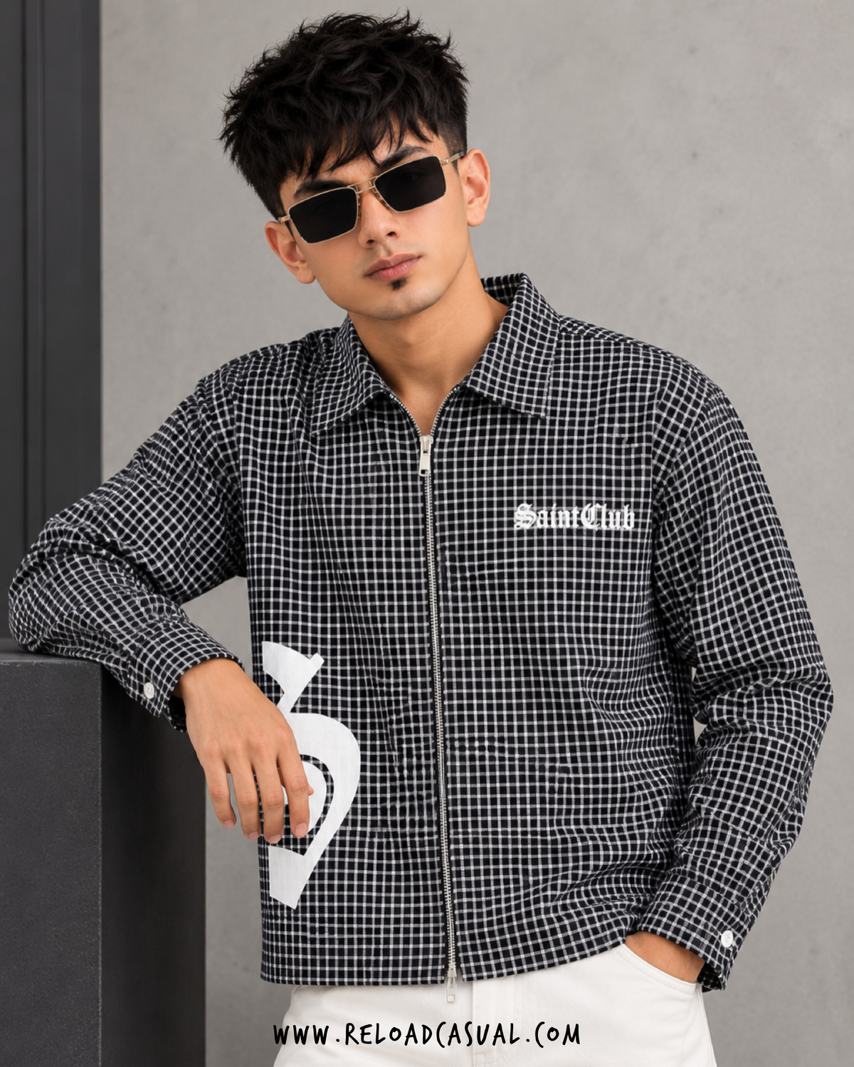 Saint Club Check Boxy Zip Shirt