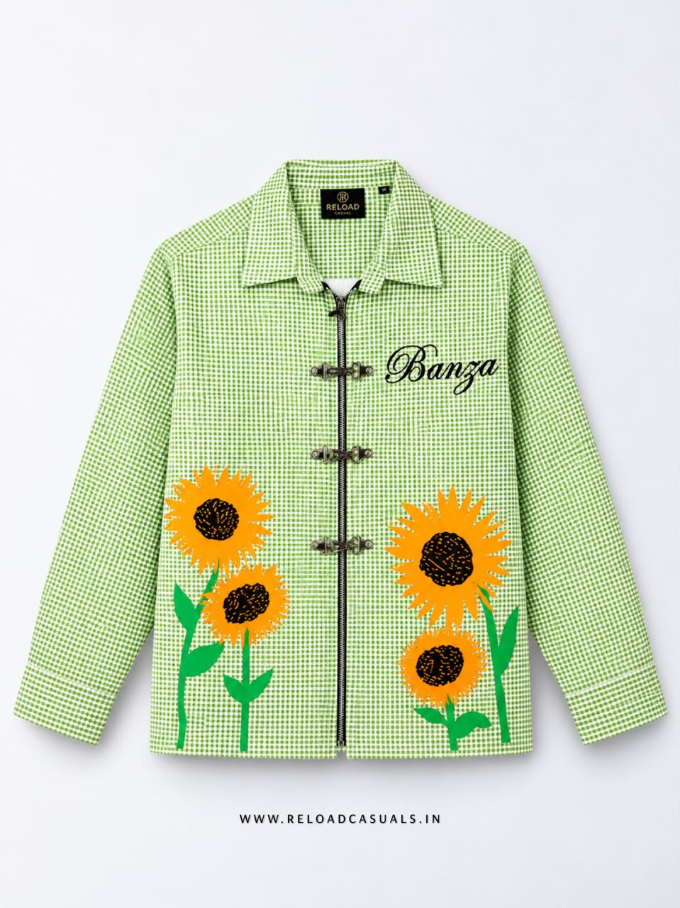 Men’s Sunflower Print Buckle Boxy Check Shirt
