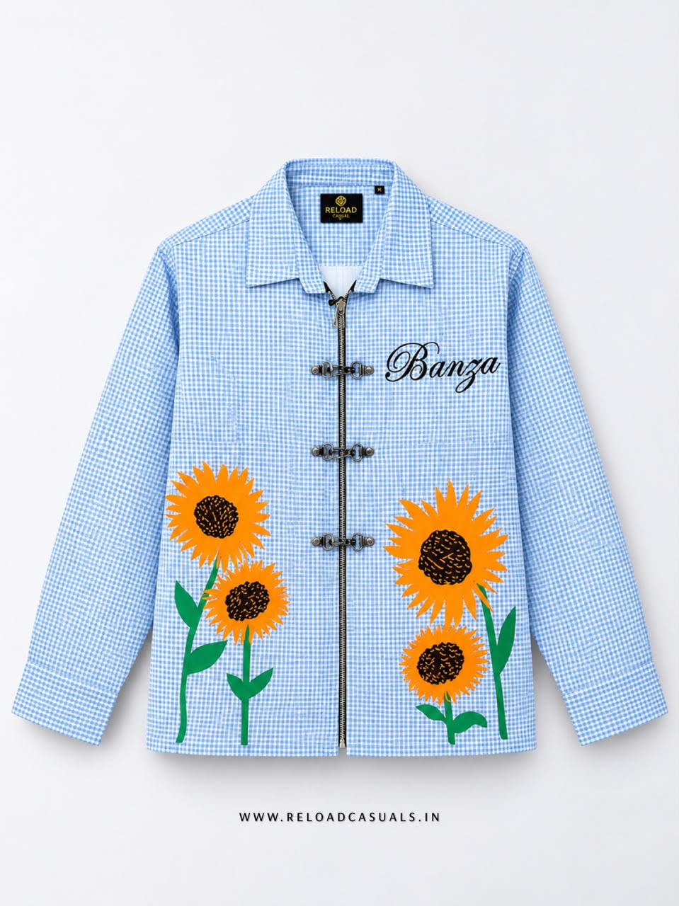 Men’s Sunflower Print Buckle Boxy Check Shirt