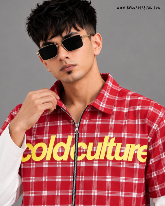 Cold Culture Check Boxy Zip Shirt