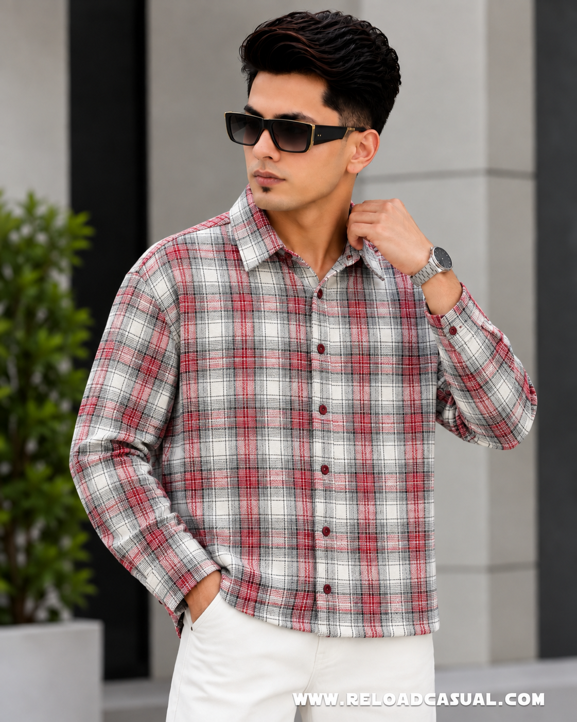 Shadow Grid Check Shirt