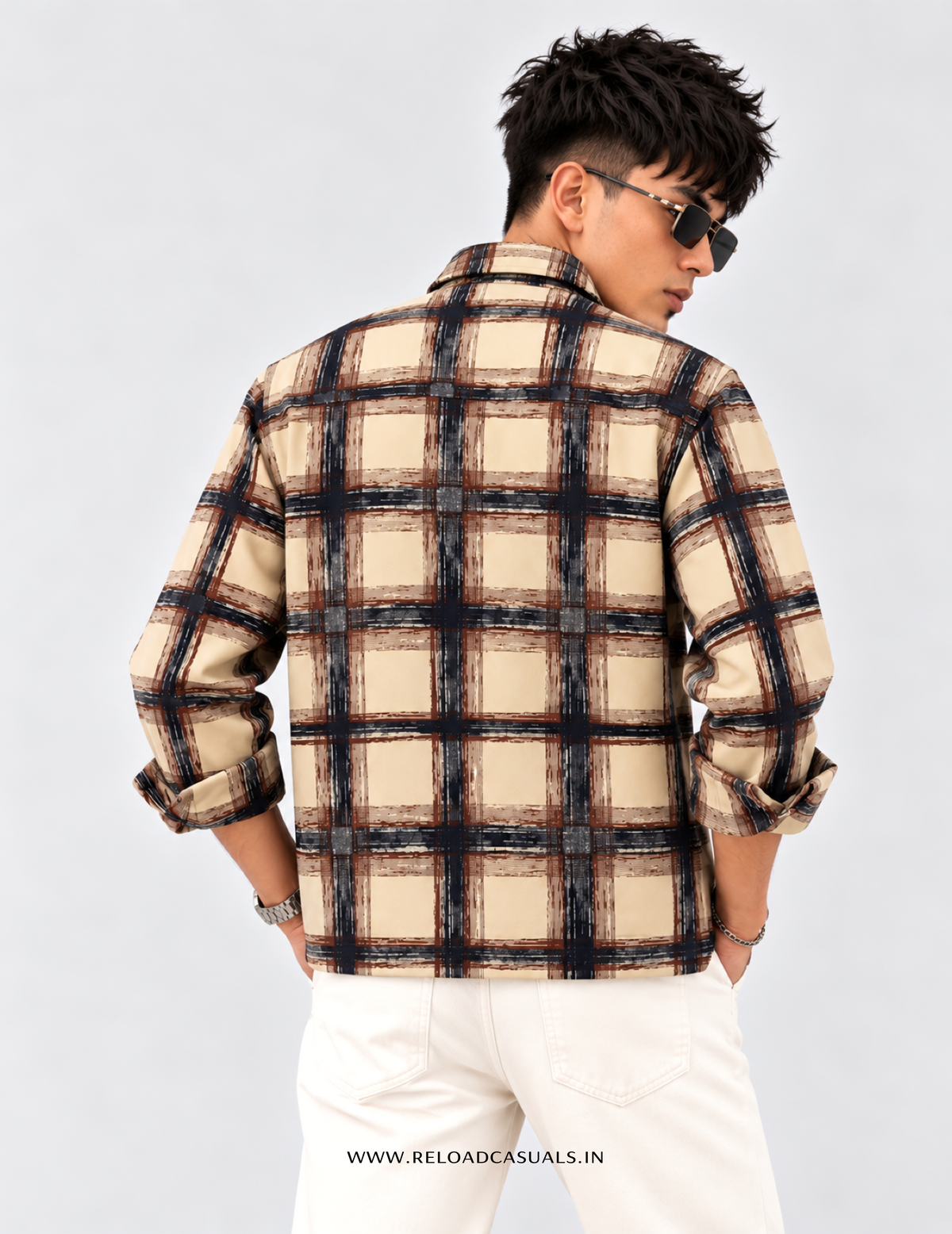 Men’s Corduroy Checks Zip-Up Shirt