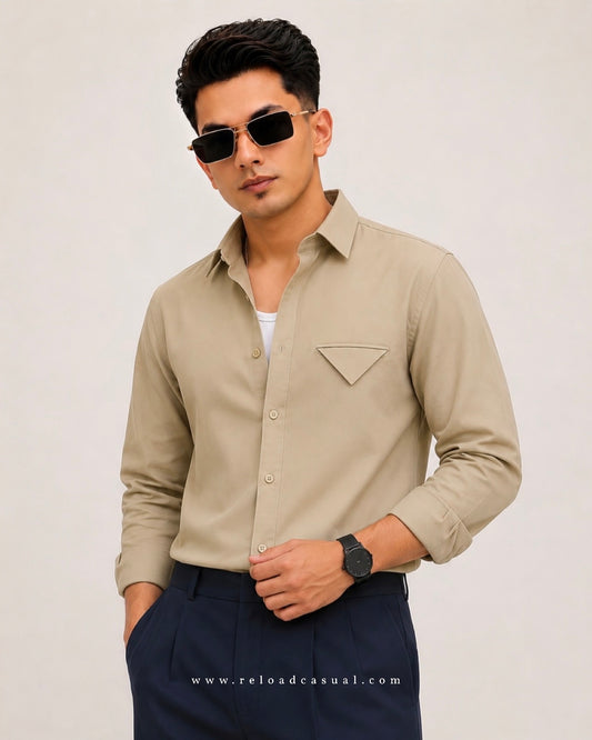 Single Flap Pocket Boxy Fit Shirt