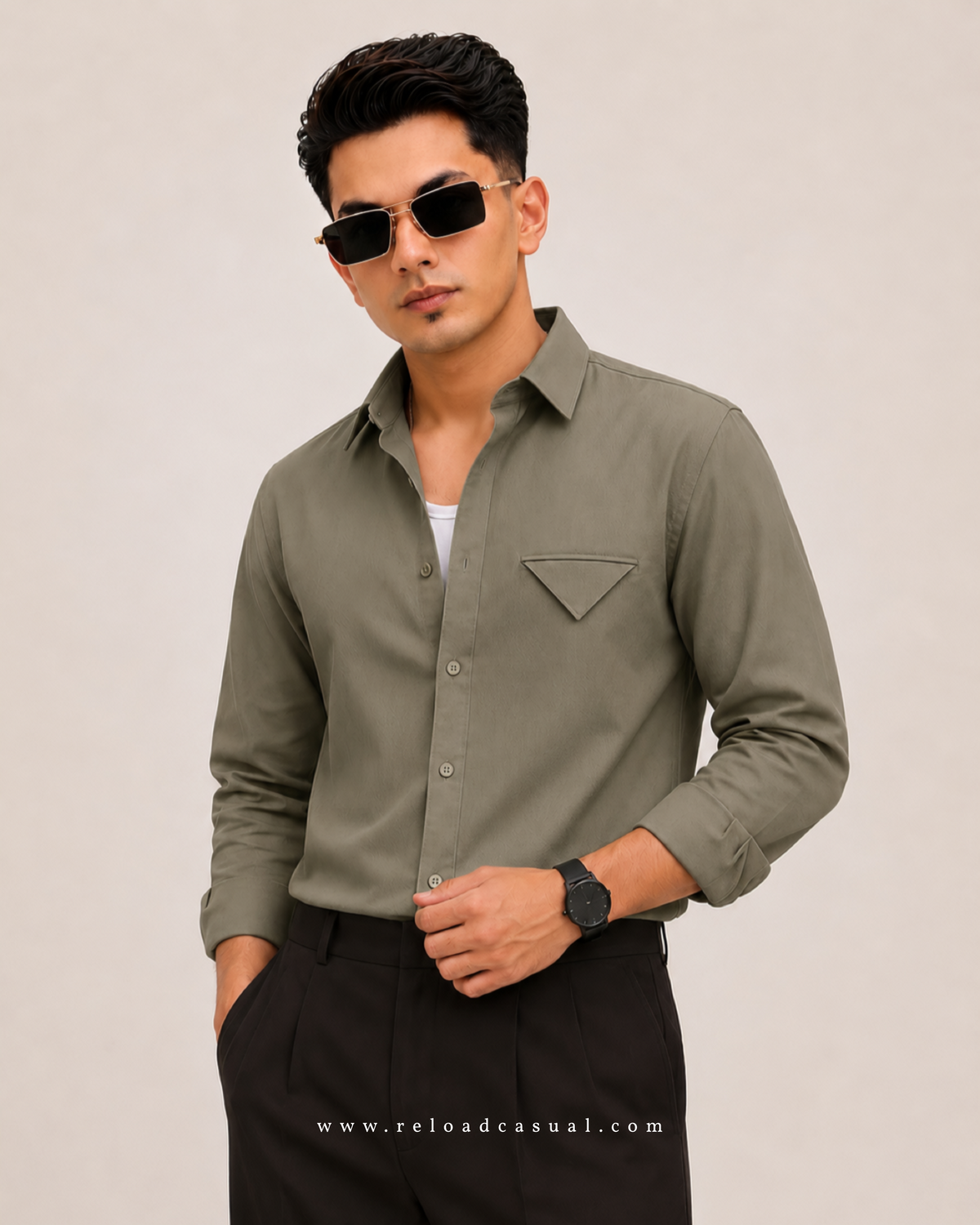 Single Flap Pocket Boxy Fit Shirt