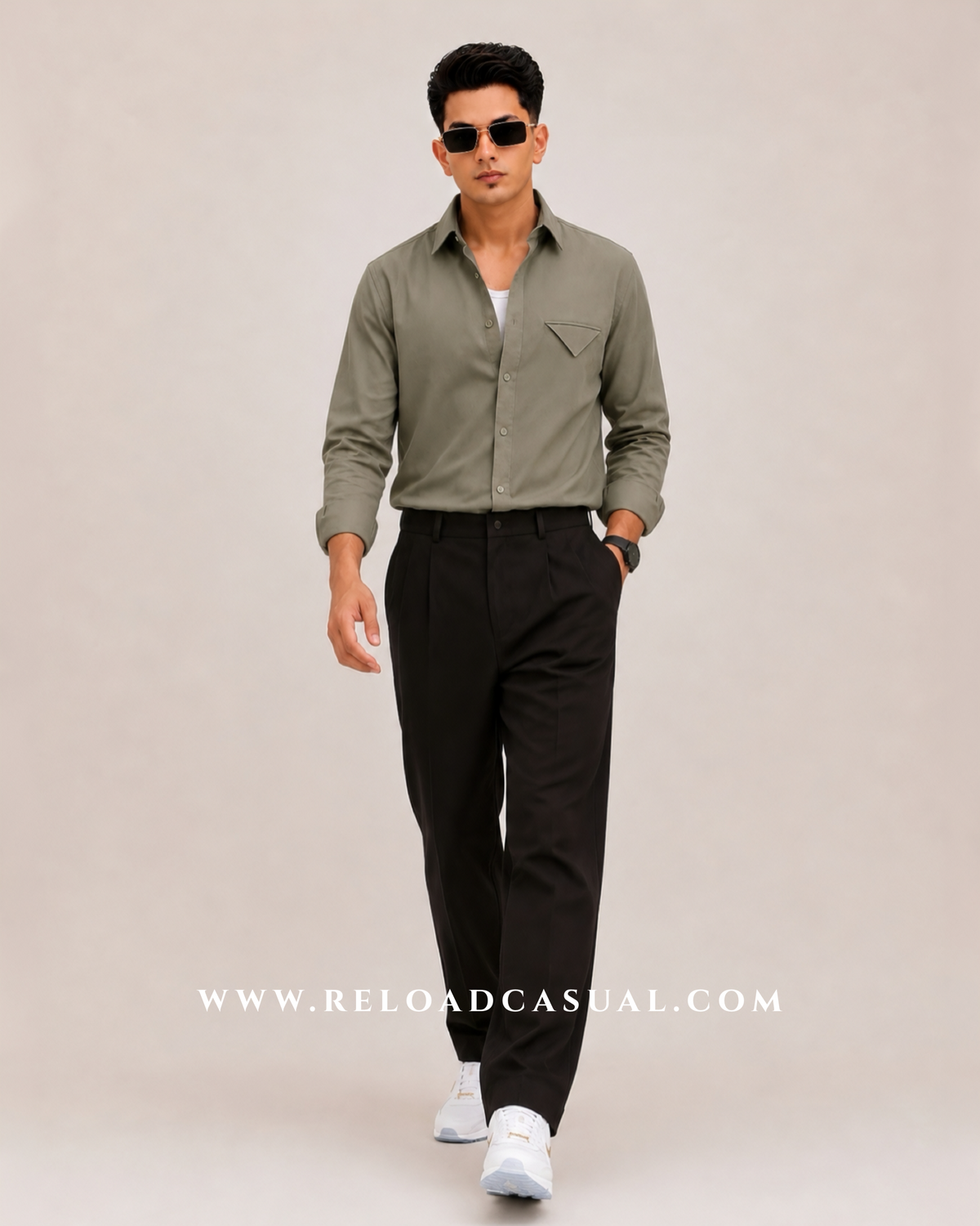 Single Flap Pocket Boxy Fit Shirt + Korean Baggy Adjuster Trousers