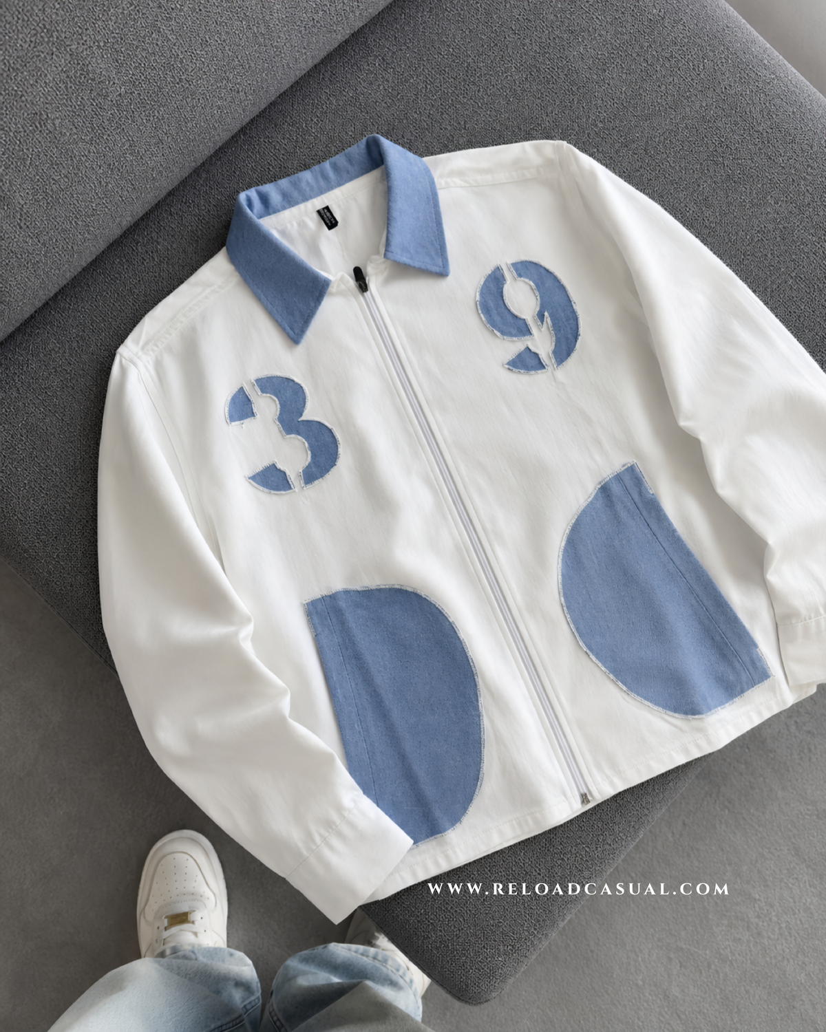 39 Denim Patch Zipper Shirt