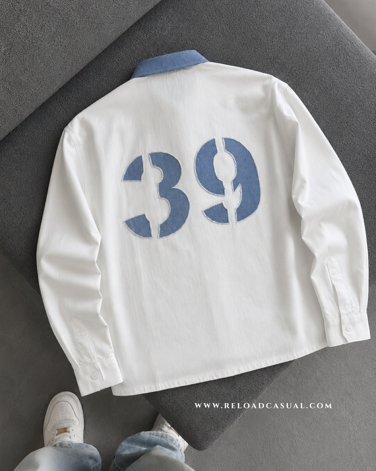 39 Denim Patch Zipper Shirt