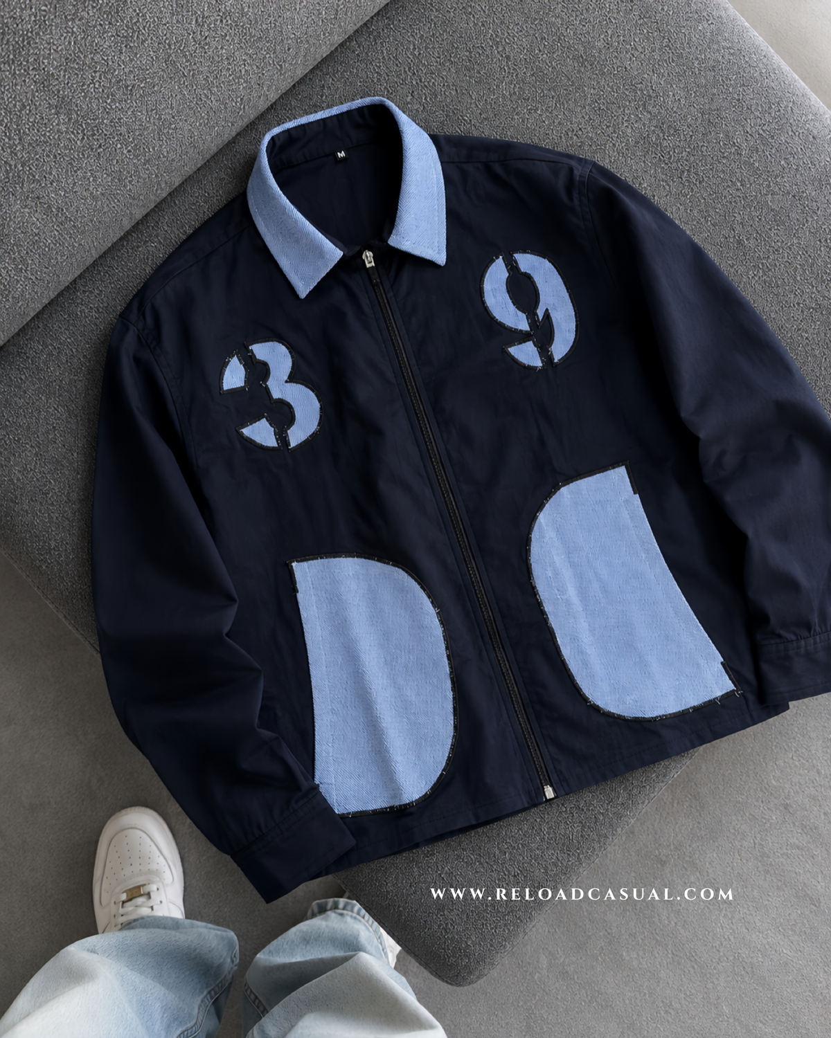 39 Denim Patch Zipper Shirt