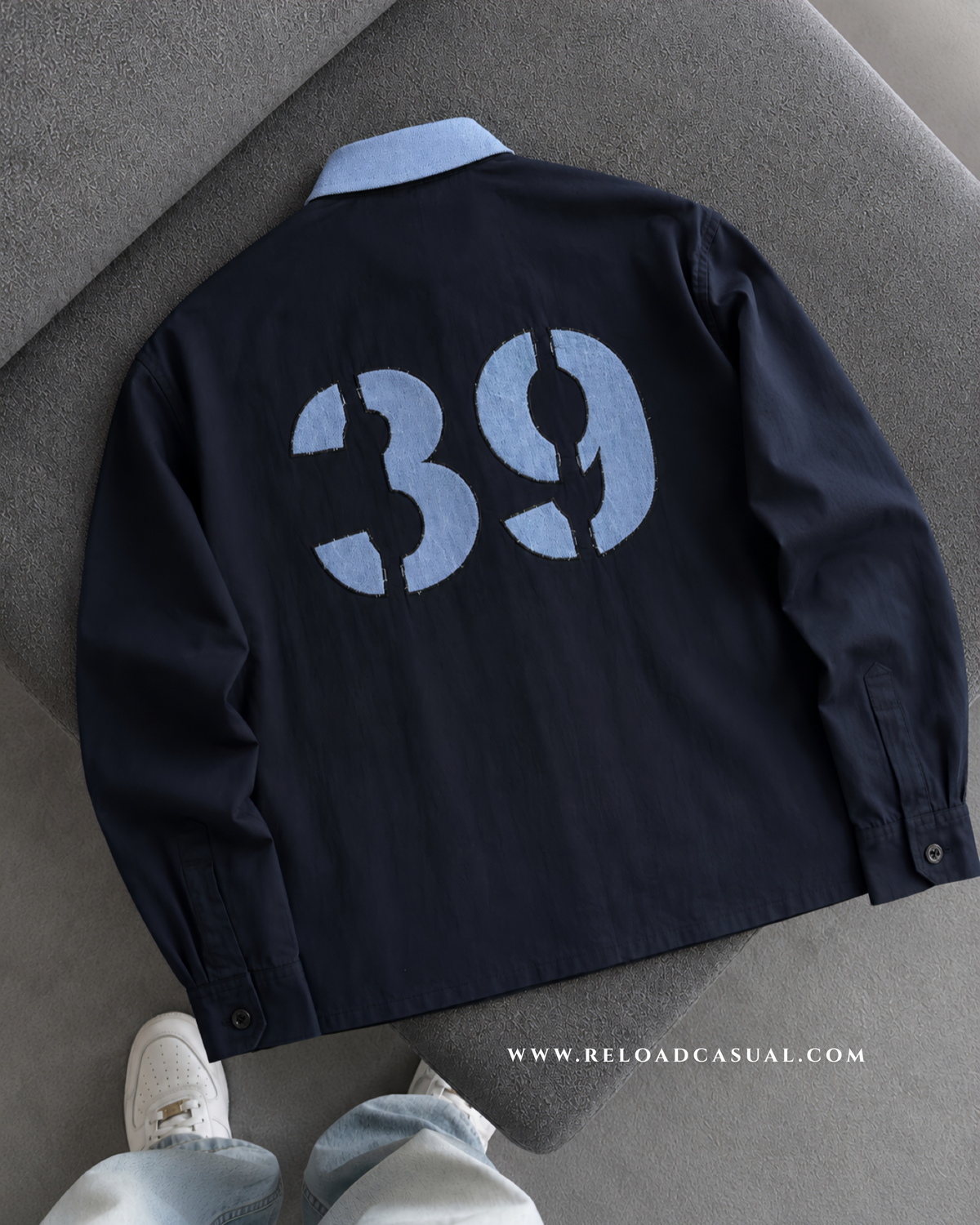 39 Denim Patch Zipper Shirt