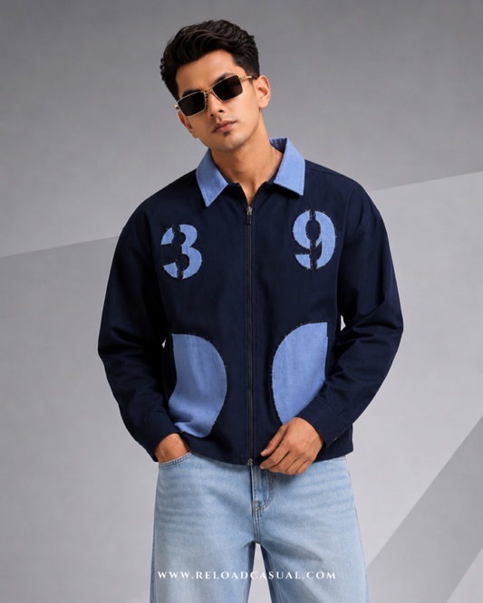 39 Denim Patch Zipper Shirt