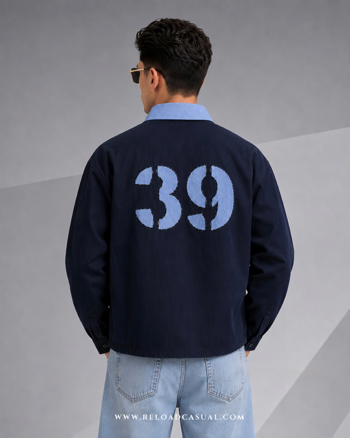 39 Denim Patch Zipper Shirt