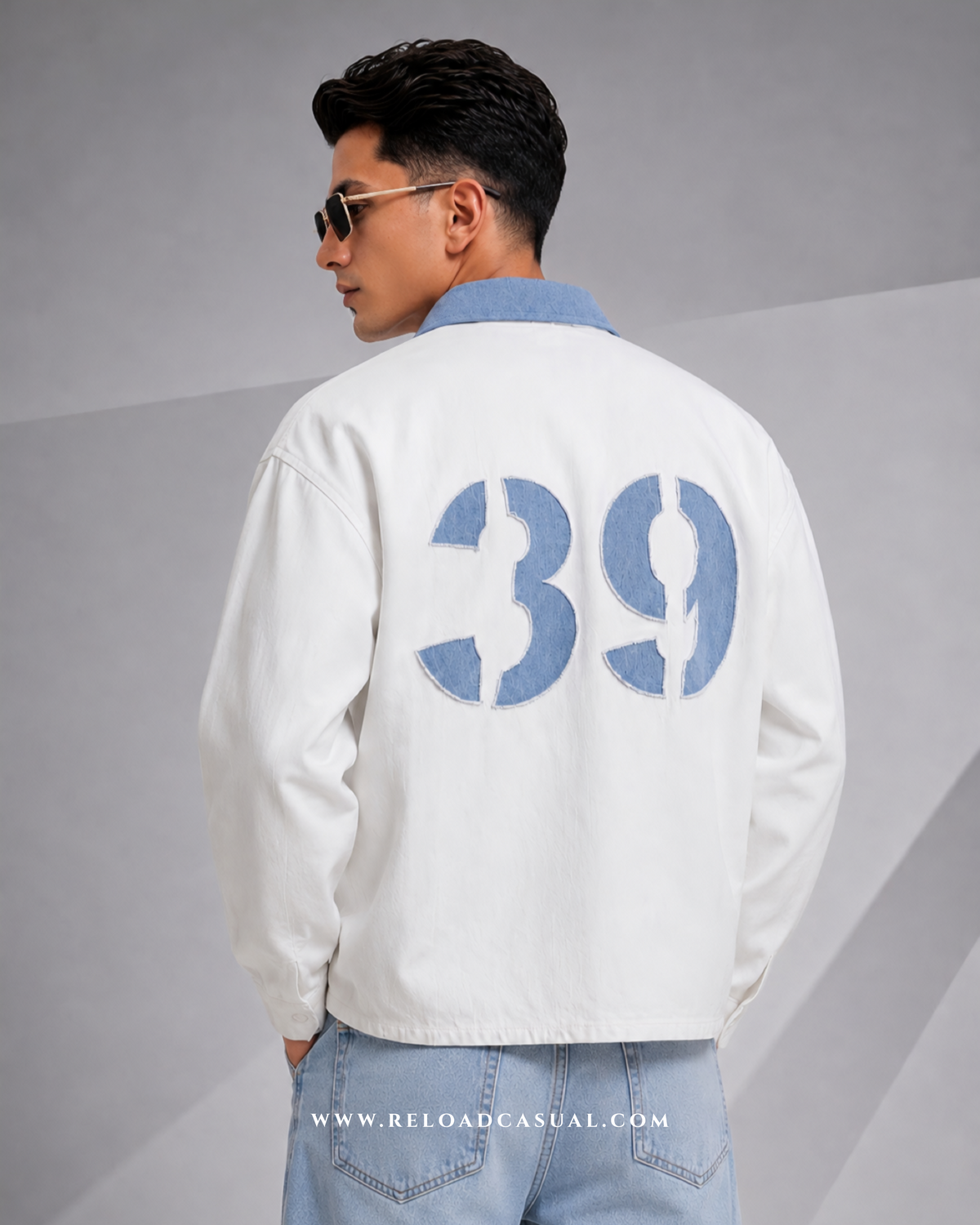 39 Denim Patch Zipper Shirt
