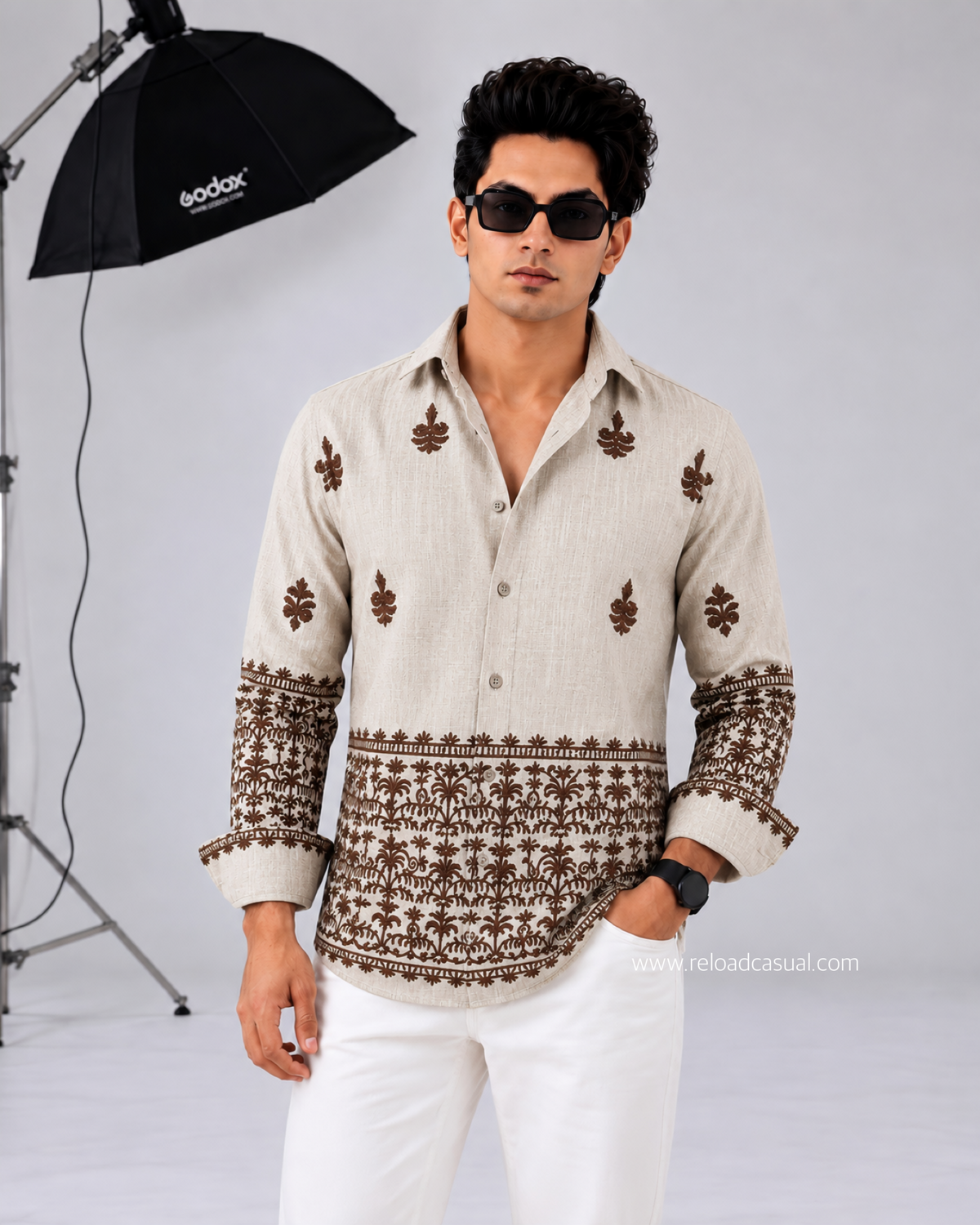 Tropical Elegance Embroidered Linen Shirts