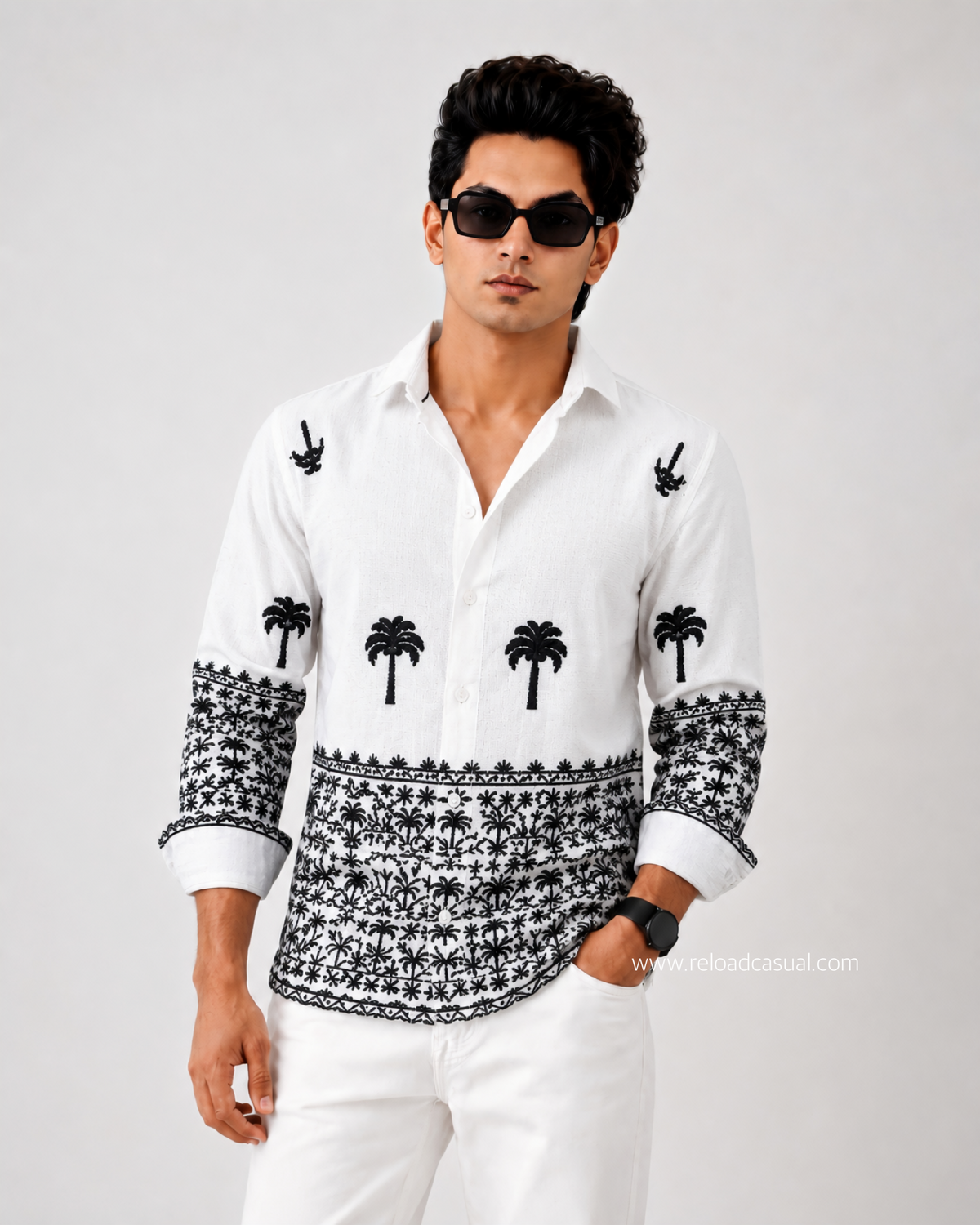 Tropical Elegance Embroidered Linen Shirts
