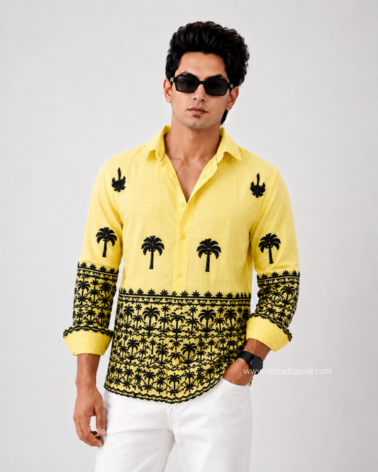 Tropical Elegance Embroidered Linen Shirts