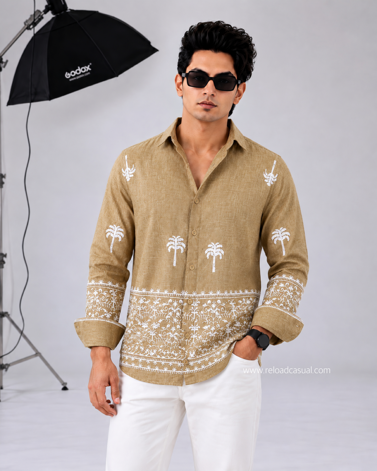 Tropical Elegance Embroidered Linen Shirts
