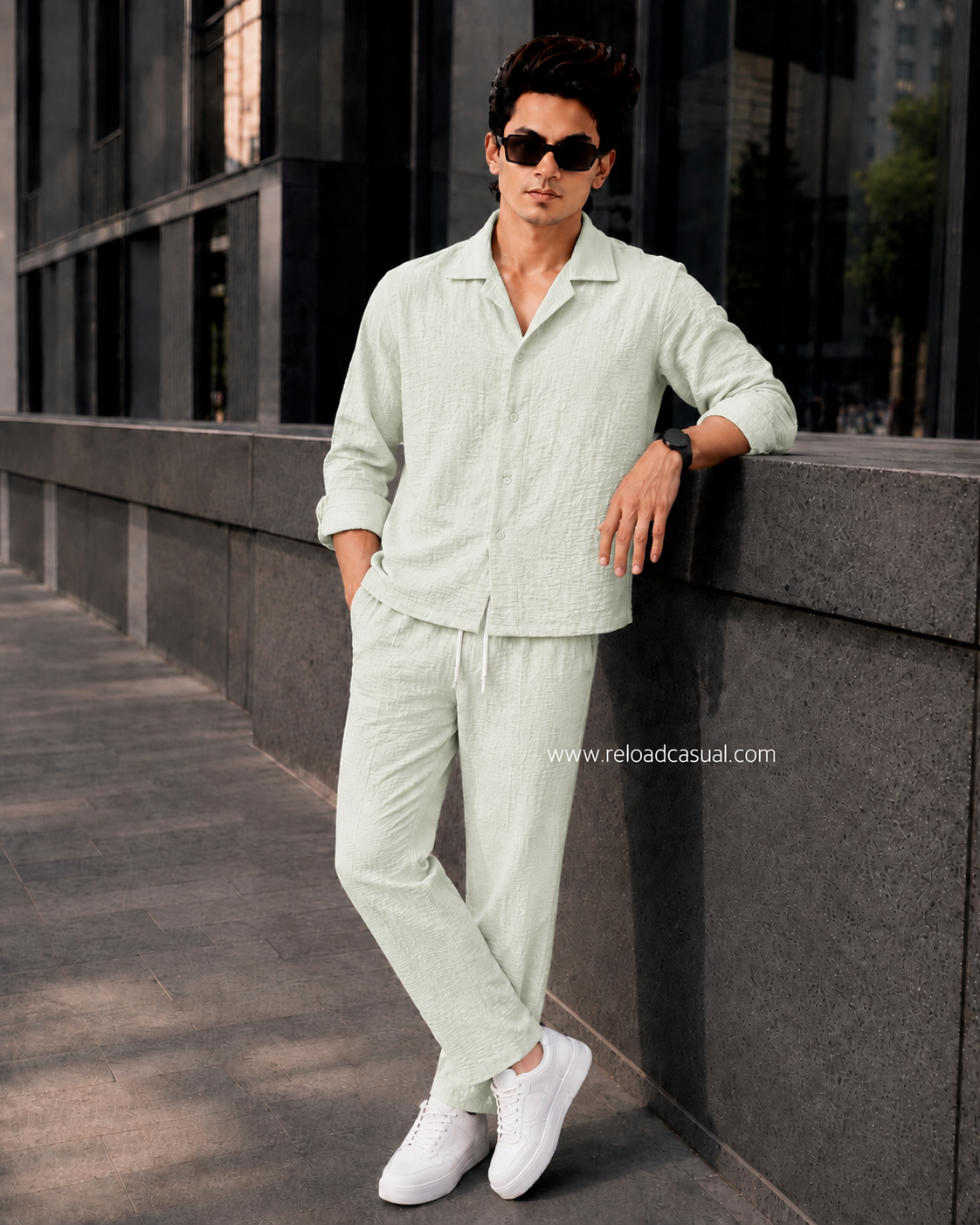 Men`s Summer Boxy Fit Waffle Tracksuit Set