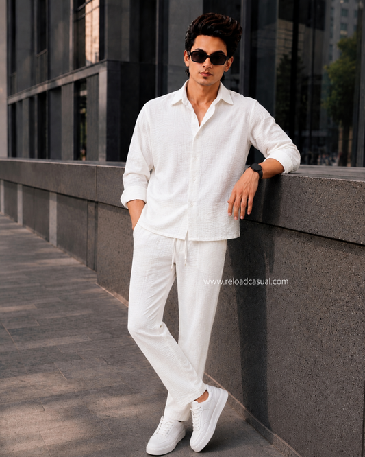 Men`s Summer Boxy Fit Waffle Tracksuit Set