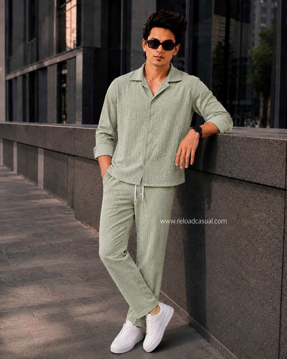 Men`s Summer Boxy Fit Waffle Tracksuit Set