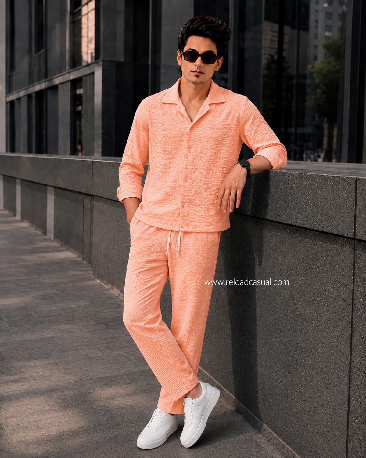 Men`s Summer Boxy Fit Waffle Tracksuit Set