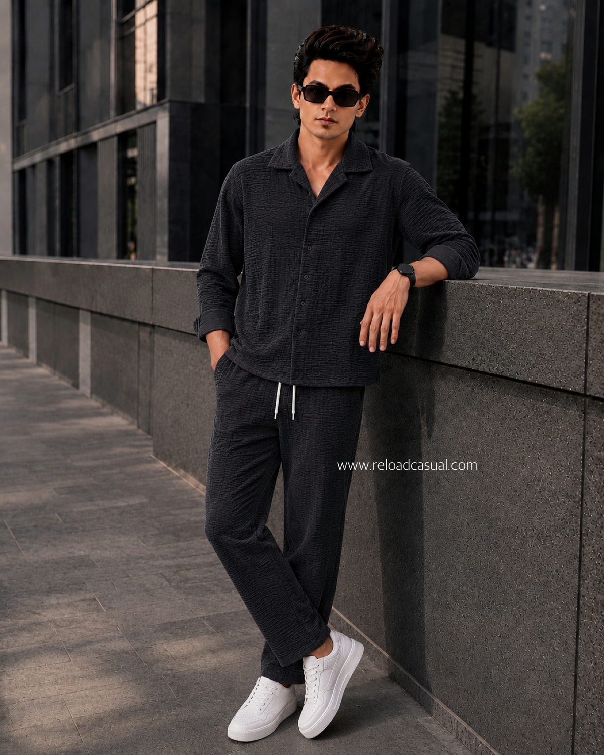 Men`s Summer Boxy Fit Waffle Tracksuit Set