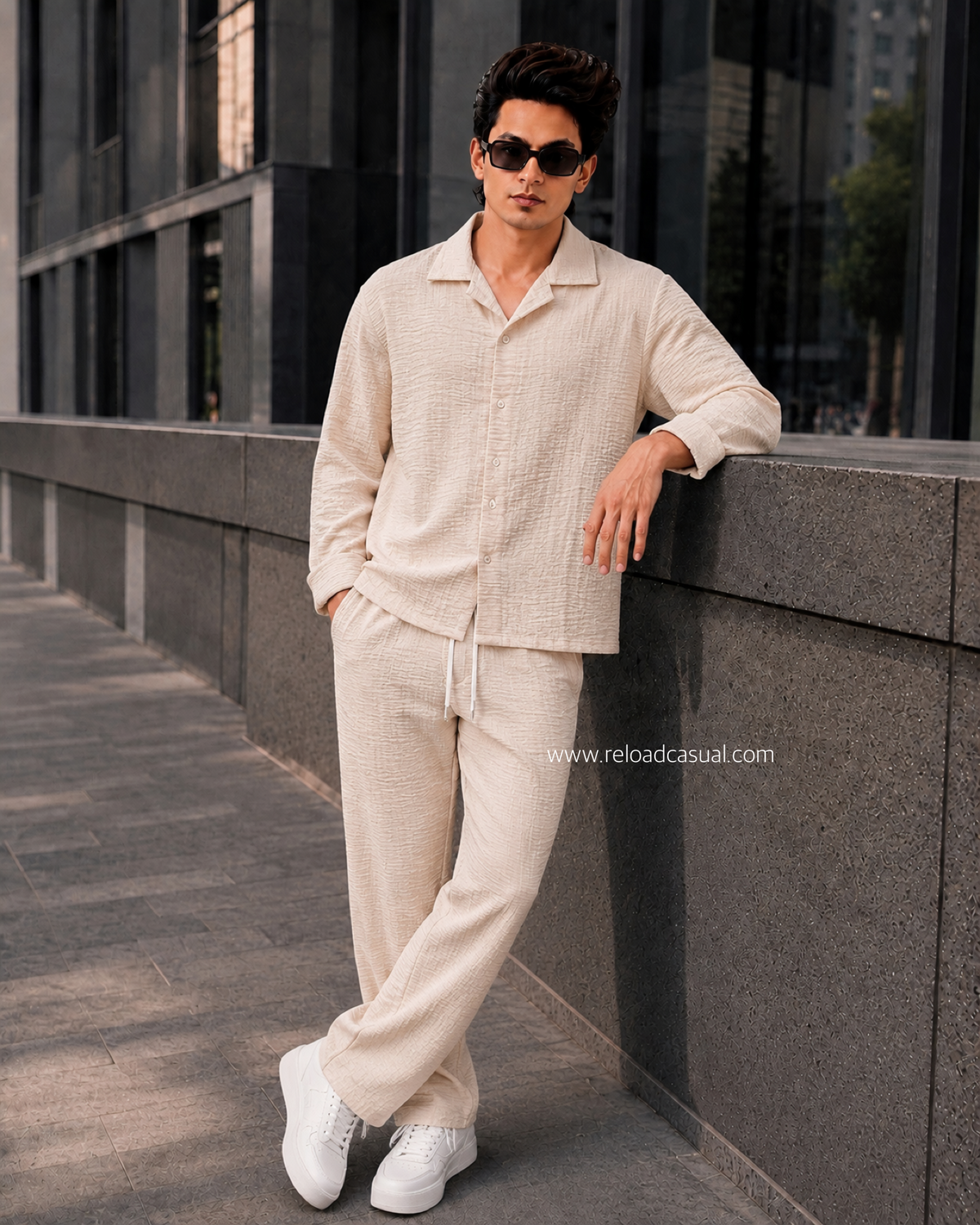 Men`s Summer Boxy Fit Waffle Tracksuit Set