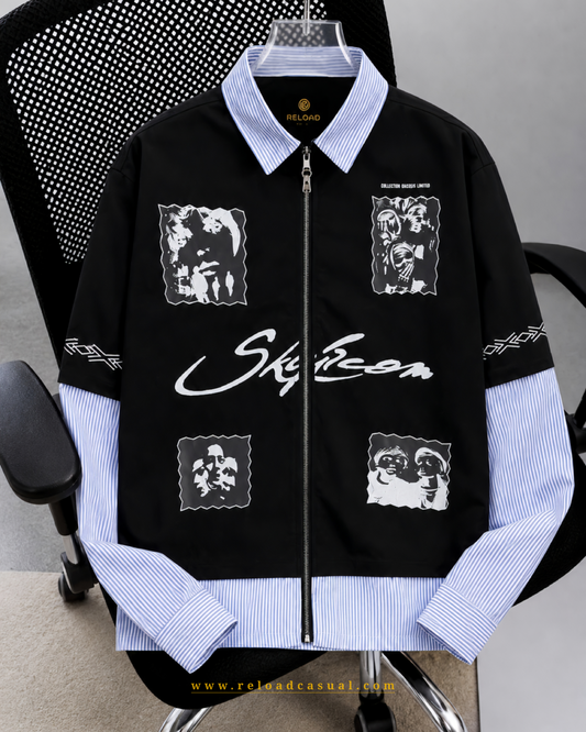 Multiple Face Style Contrast Zipper Shirt
