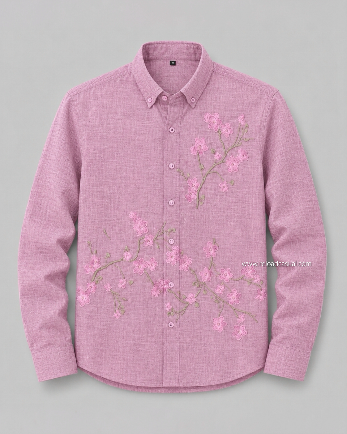 Men's Nature Flow Embroidery Design Linen Shirt