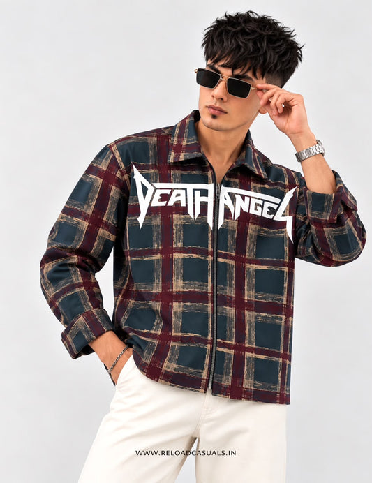 Men’s Corduroy Checks Zip-Up Shirt
