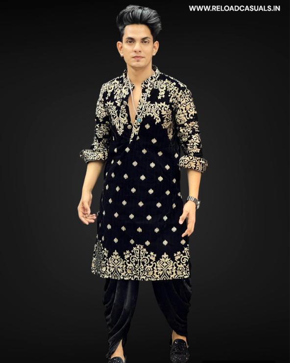 Heavy Embroidery Leaf Designer Kurta & Pyjama - Combo