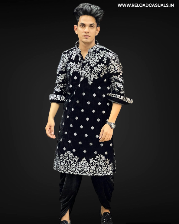 Heavy Embroidery Leaf Designer Kurta & Pyjama - Combo