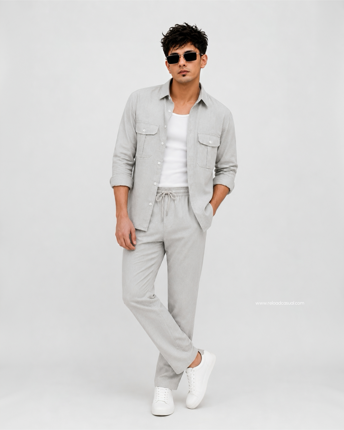 Soft Touch Linen Tracksuit With Flap Pocket