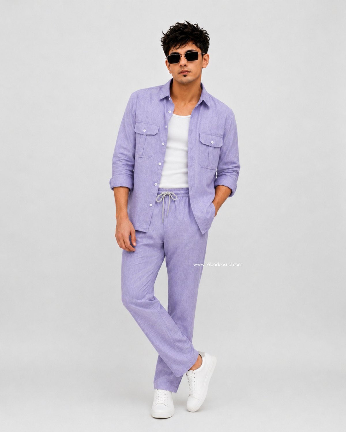 Soft Touch Linen Tracksuit With Flap Pocket