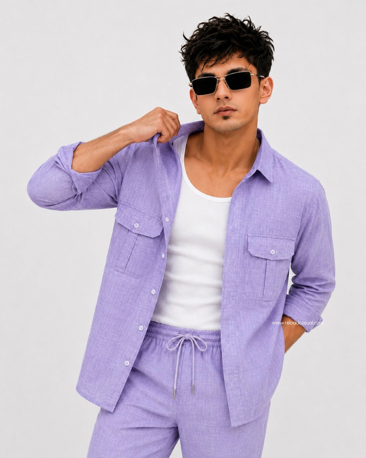 Soft Touch Linen Tracksuit With Flap Pocket
