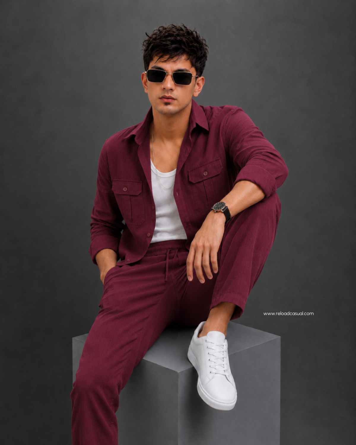 Soft Touch Linen Tracksuit With Flap Pocket