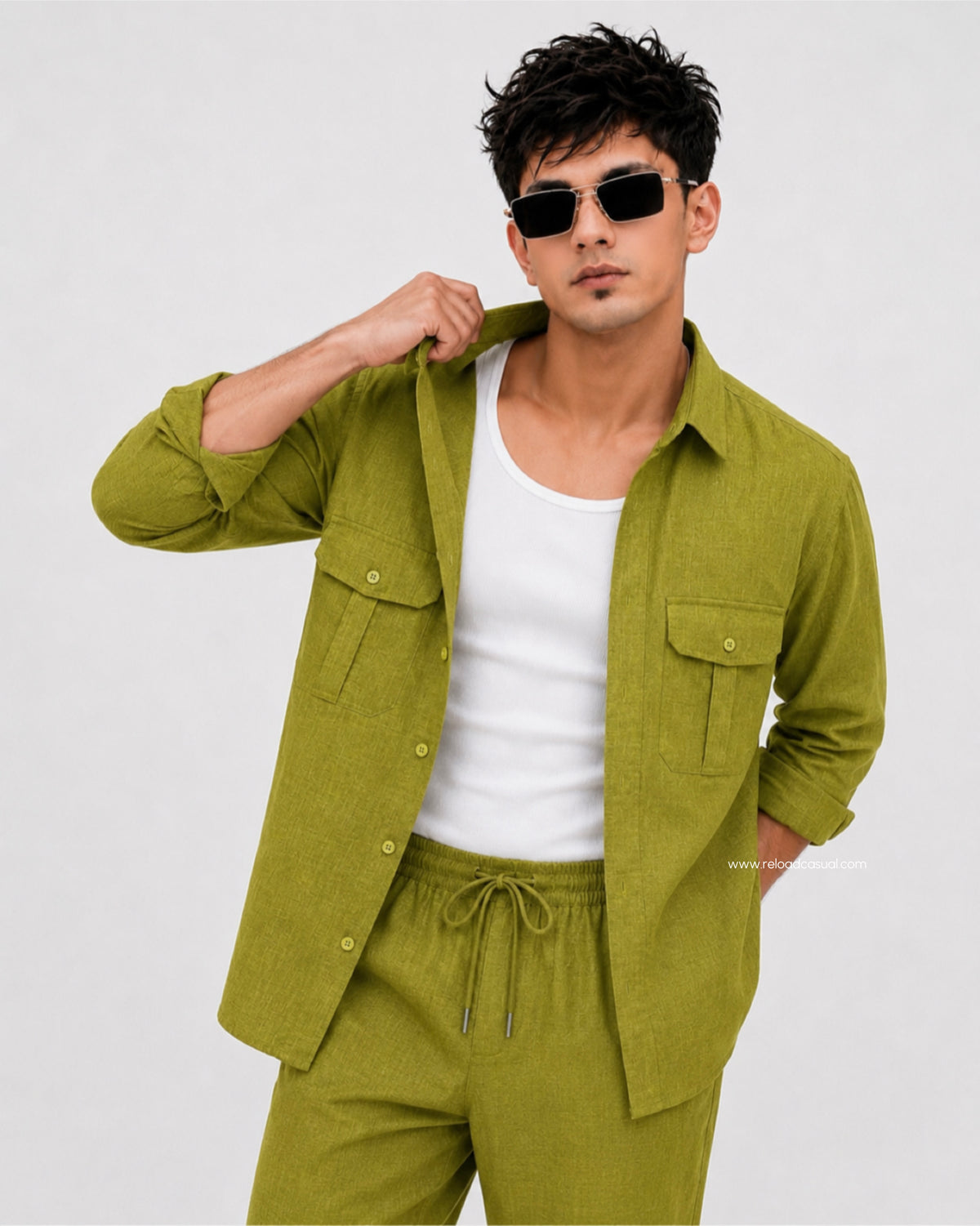 Soft Touch Linen Tracksuit With Flap Pocket