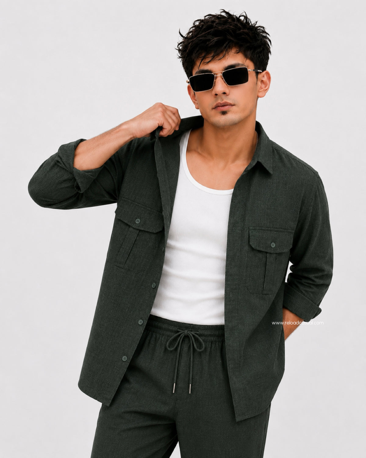 Soft Touch Linen Tracksuit With Flap Pocket