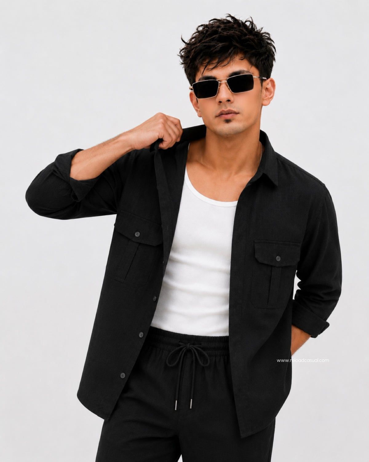 Soft Touch Linen Tracksuit With Flap Pocket
