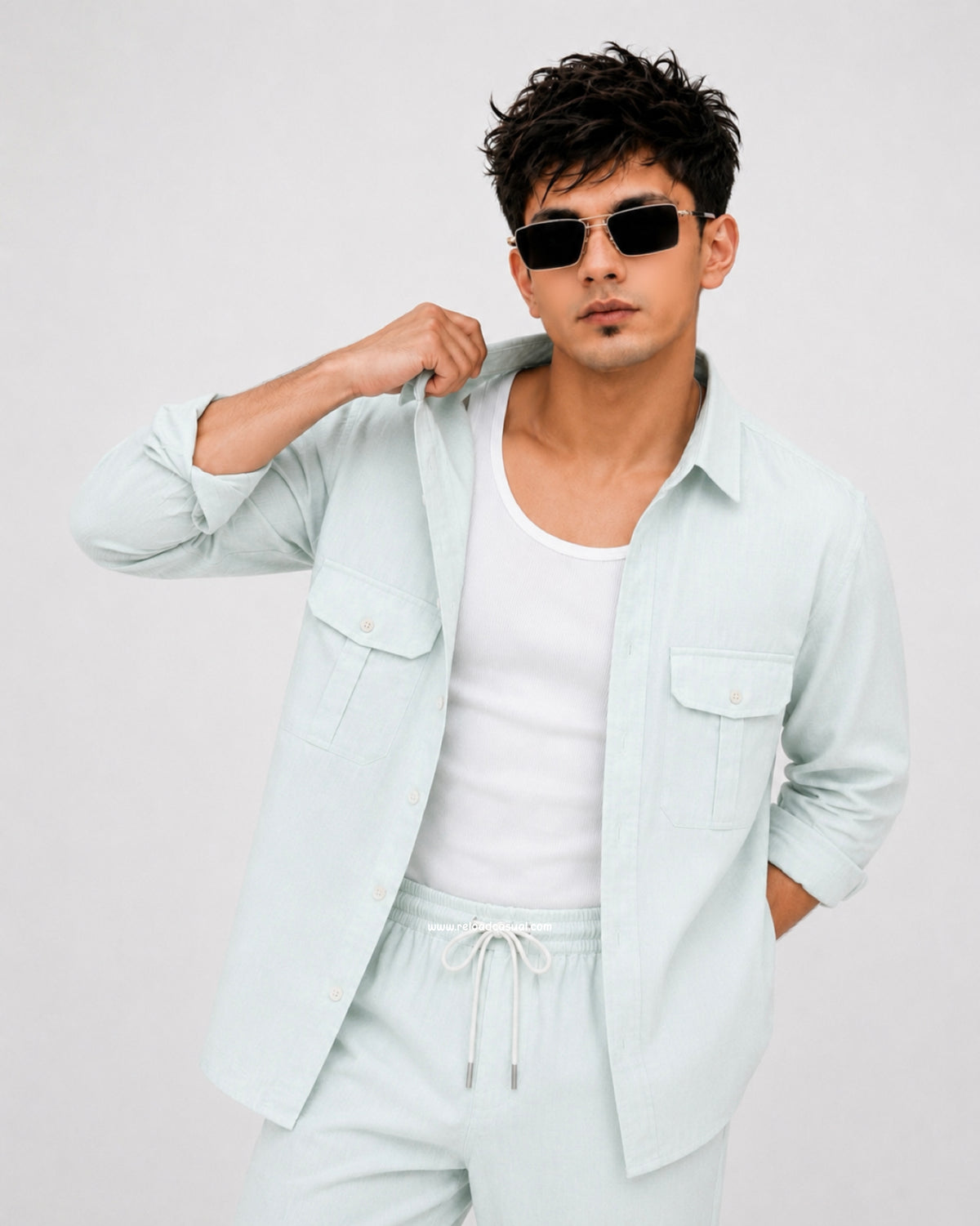 Soft Touch Linen Tracksuit With Flap Pocket