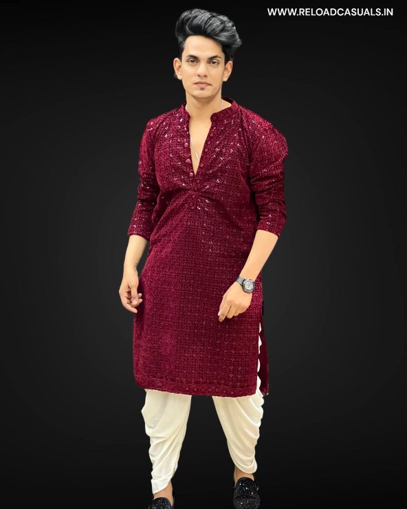 Velvet Chikankari Kurta