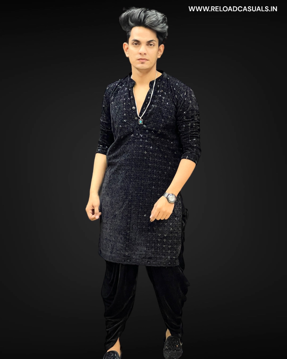 Velvet Chikankari Kurta