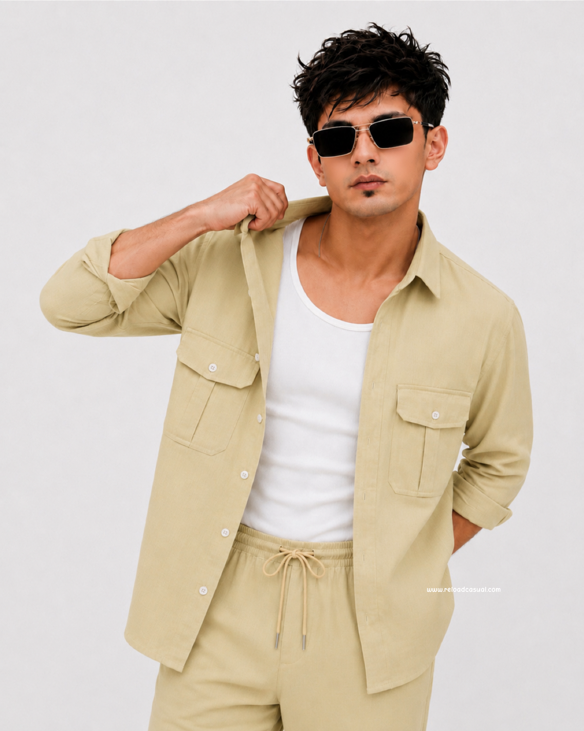Soft Touch Linen Tracksuit With Flap Pocket
