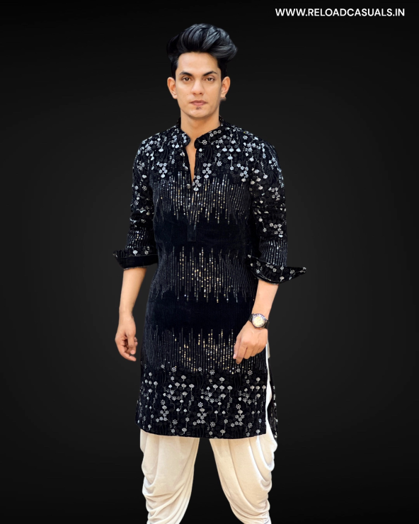 Top Bottom Flower Design Seq Kurta & Pyjama - Combo