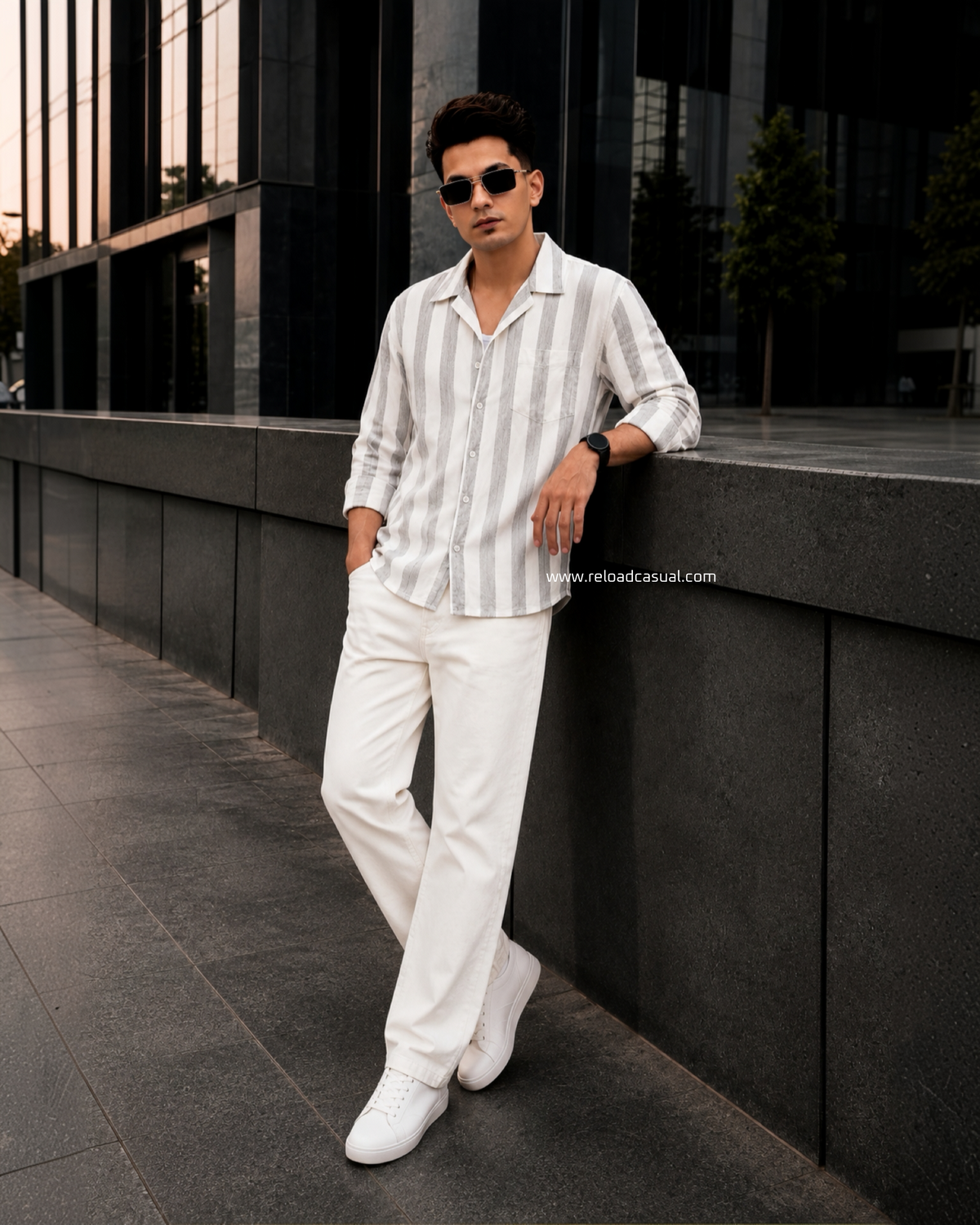 Men's Linen Bold Vertical Stripe Shirt
