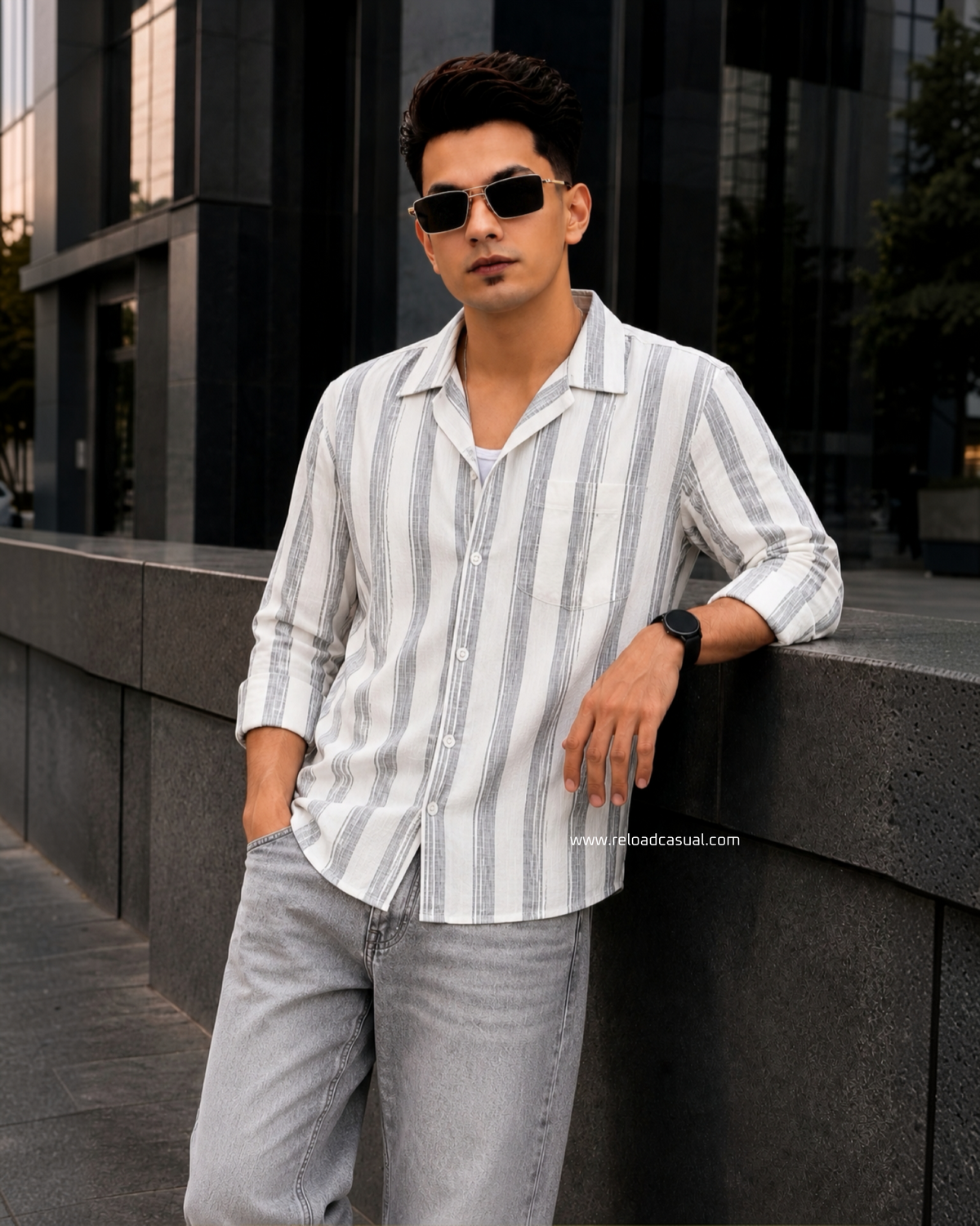 Men's Linen Multi-Stripe Vertical Shirt