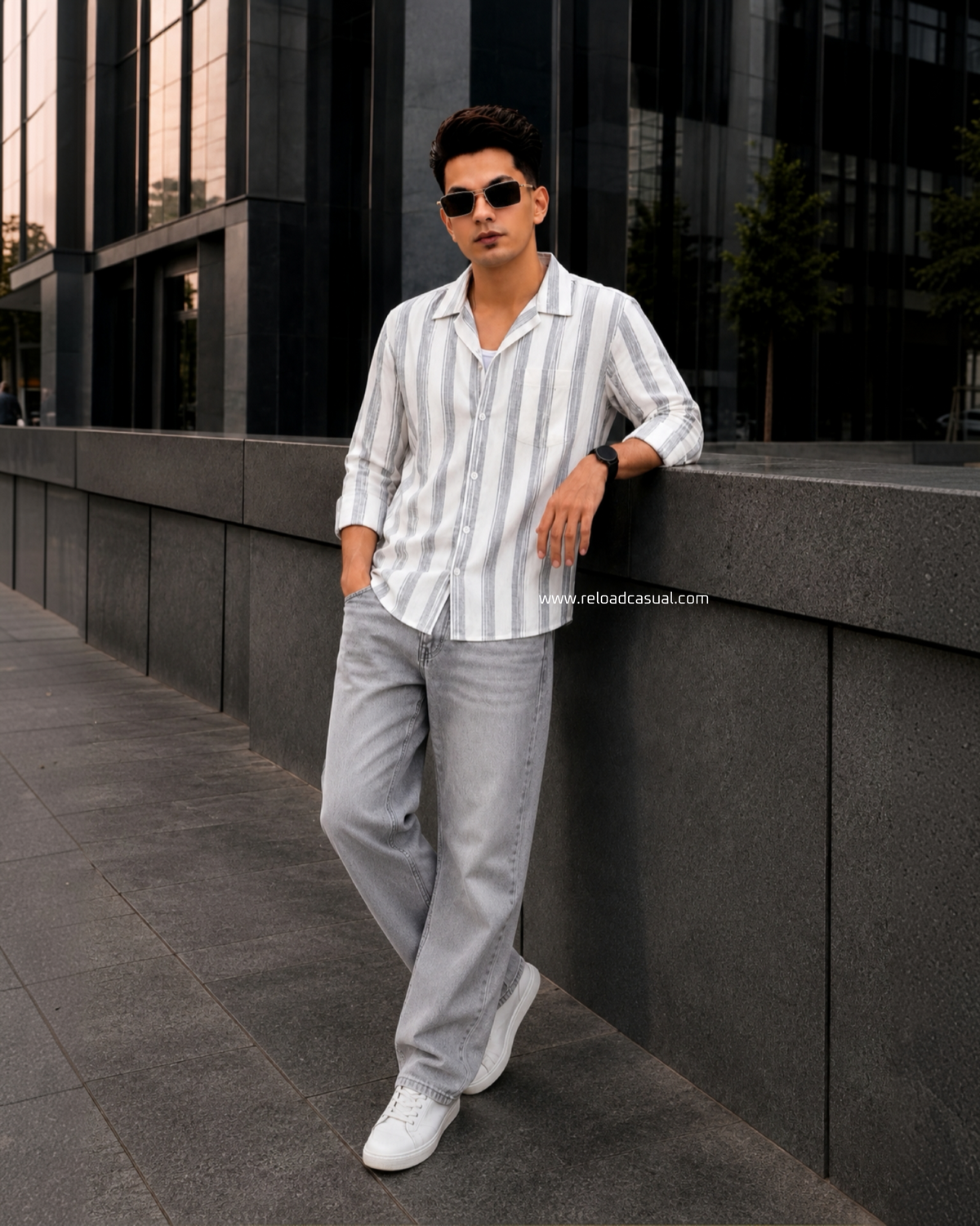 Men's Linen Multi-Stripe Vertical Shirt