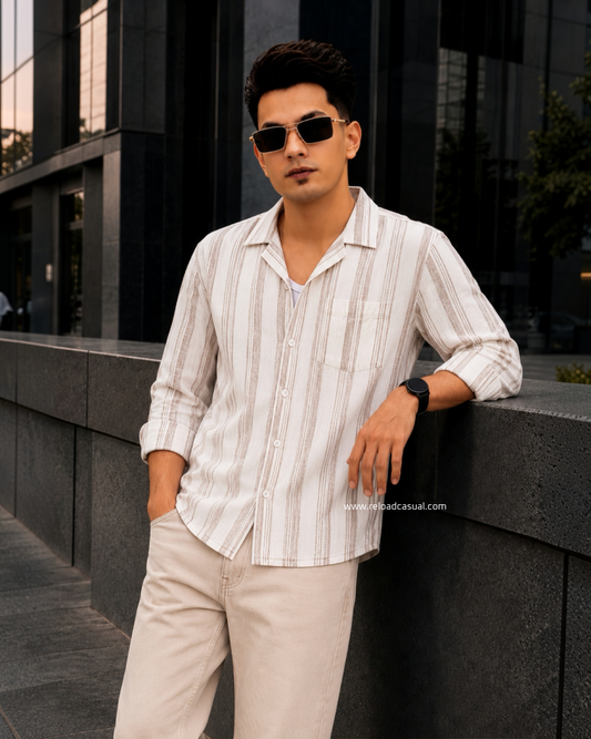 Men's Linen Multi-Stripe Vertical Shirt