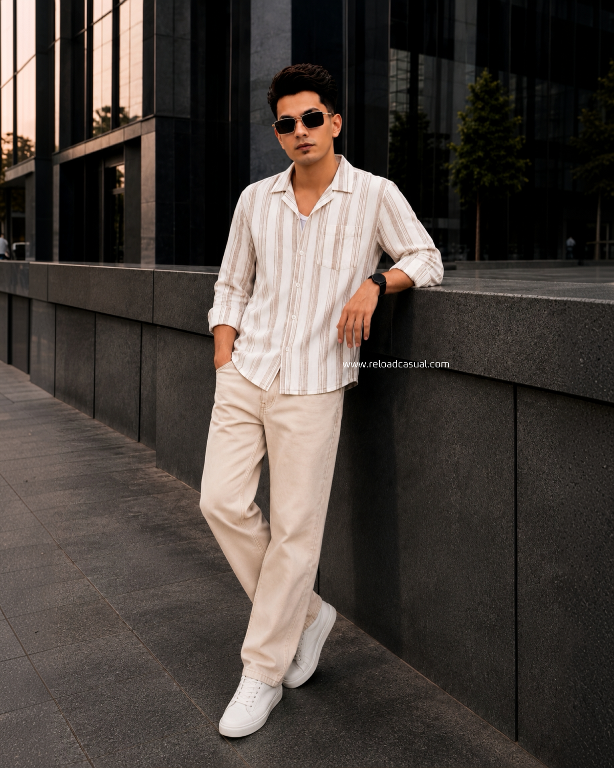 Men's Linen Multi-Stripe Vertical Shirt