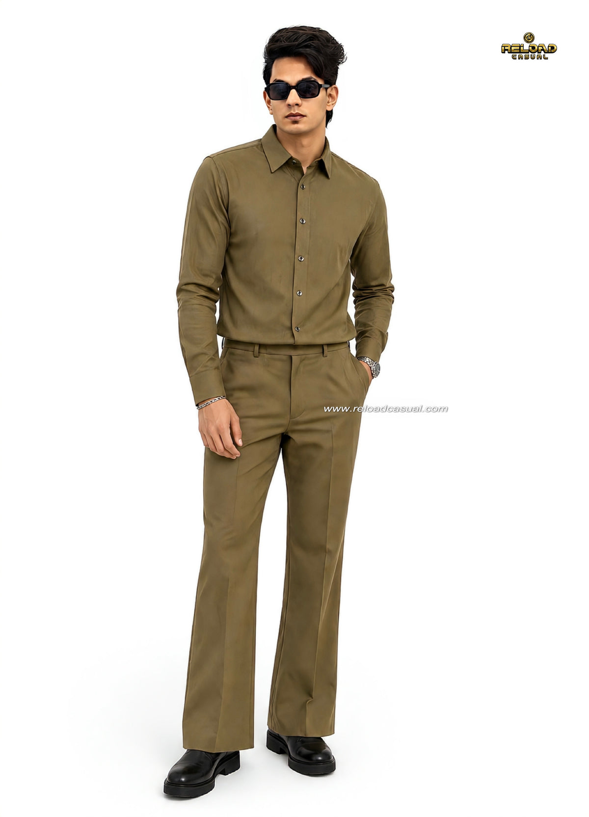 Men's Bootcut Trousers Shirt Co-ord Set